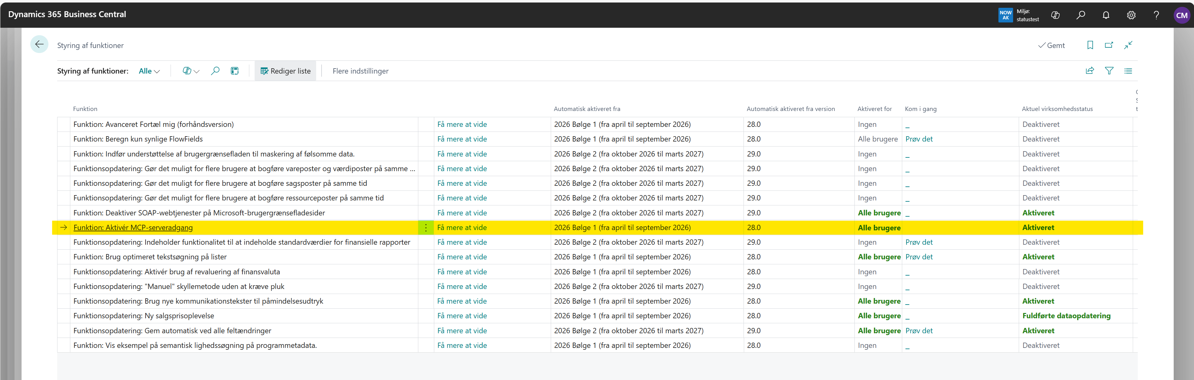 Aktivering af MCP i Business Central