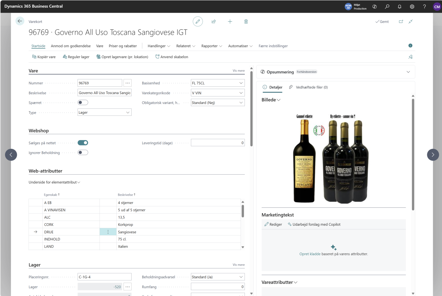 Webhandel og varekort i BC